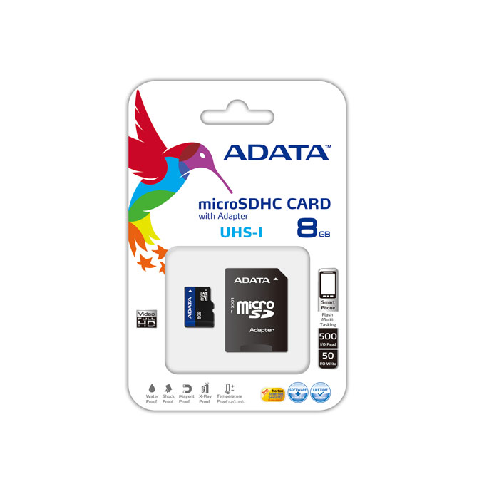 голяма снимка на 8GB SDMICRO+ADAP UHS-I A-DATA