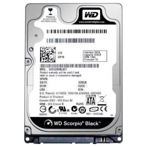 голяма снимка на WD 320GB SATAII Scorpio Black 7200rpm 16MB