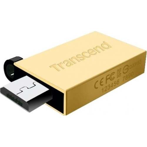 голяма снимка на Transcend 16GB JetFlash 380 USB OnTheGo Gold Plating