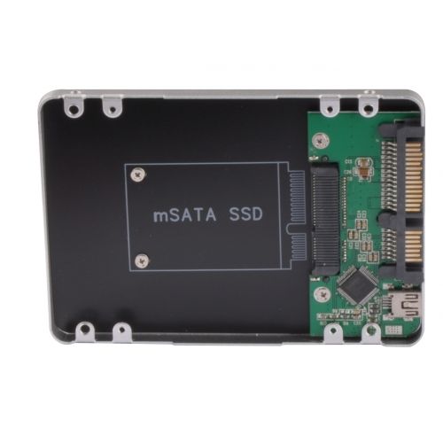 голяма снимка на Caddy mSATA SSD to 2.5 HDD case SATA/USB 0.7mm
