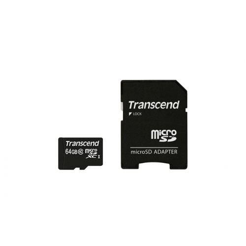 голяма снимка на Transcend 64GB microSDXC UHSI Class 10 adapter