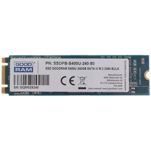 голяма снимка на GOODRAM SSD S400U 240GB SATA M.2 2280 SSDPB-S400U-240-80 BULK