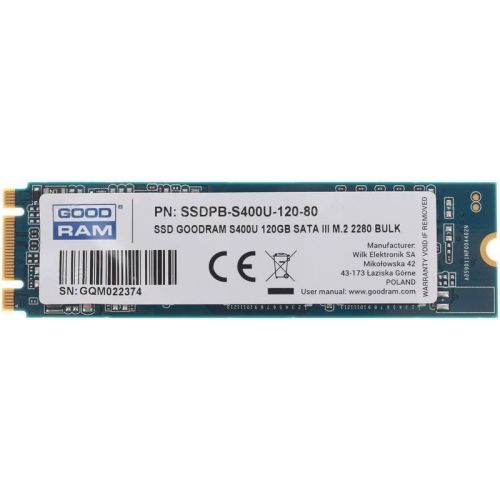 голяма снимка на GOODRAM SSD S400U 120GB SATA M.2 2280 SSDPB-S400U-120-80 BULK