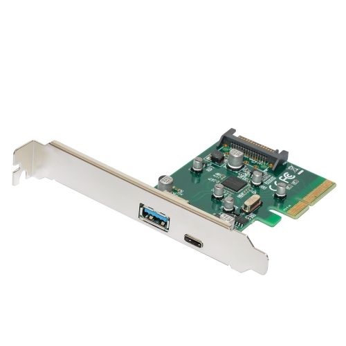 голяма снимка на Makki PCI-E card 2x USB3.1 A+C ports  MAKKI-PCIE-2XUSB31-AC-V1