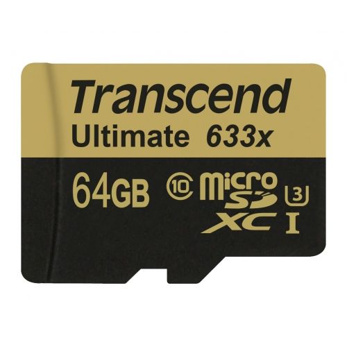 голяма снимка на Transcend 64GB MicroSDXC/SDHC Class 10 UHS-I U3 adapter TS64GUSDU3