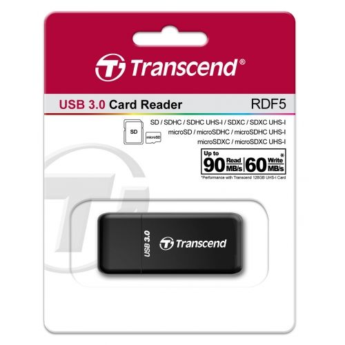 голяма снимка на Transcend USB 3.0 SD/microSD Single-Lun Reader TS-RDF5K