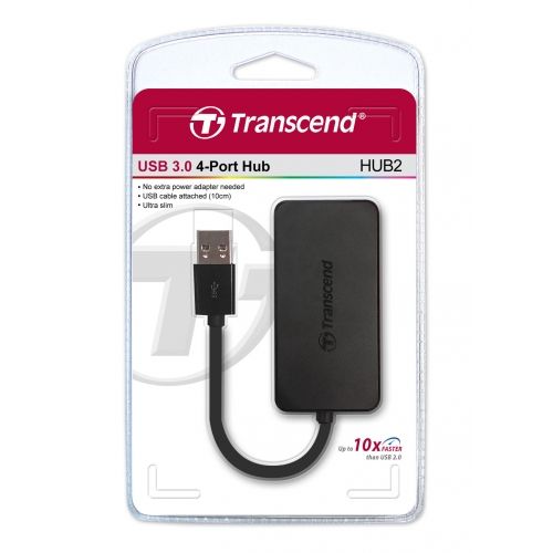 голяма снимка на Transcend USB 3.0 4-Port HUB Black TS-HUB2K