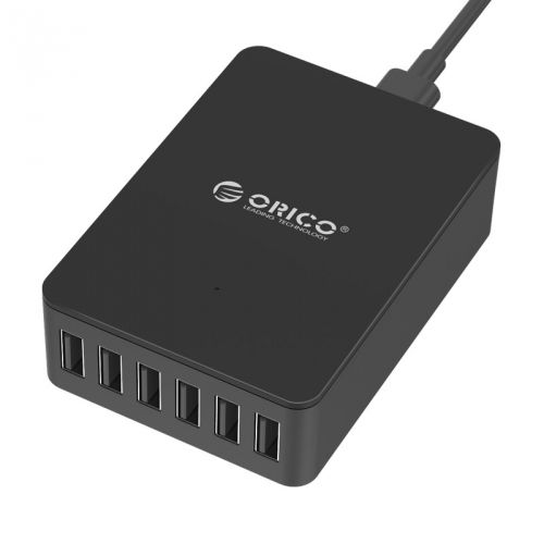 голяма снимка на Orico Smart Charger 220V 50W 6 port black CSE-6U