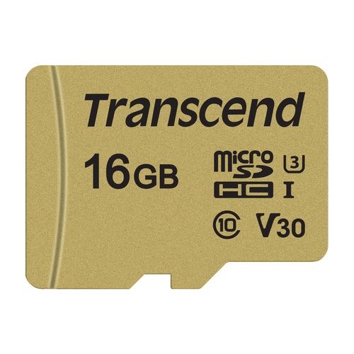 голяма снимка на Transcend 16GB microSDHC I Class 10 U3 V30 TS16GUSD500S
