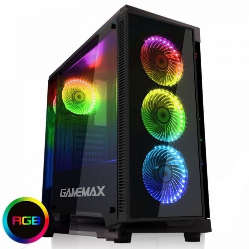 голяма снимка на Case Gamemax ATX Fully Tempered Glass Draco Black RGB