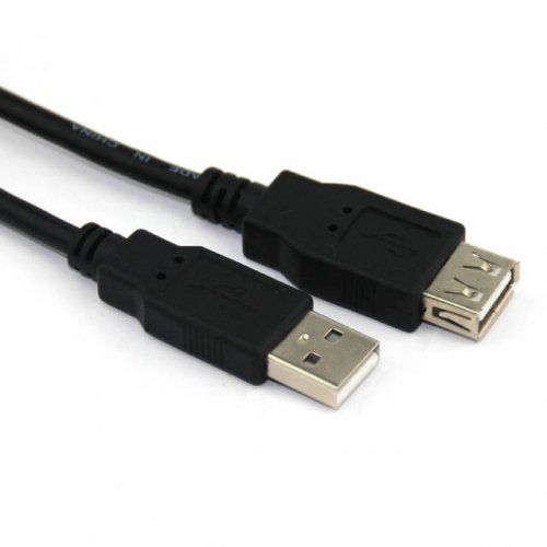 голяма снимка на VCom USB 2.0 AM to AF Black CU202-B-1.8m