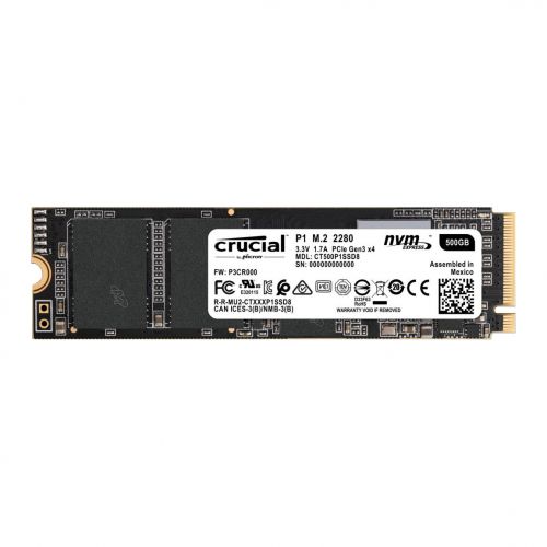 голяма снимка на Crucial P1 500GB 3D NAND NVMe PCIe M.2 SSD CT500P1SSD8