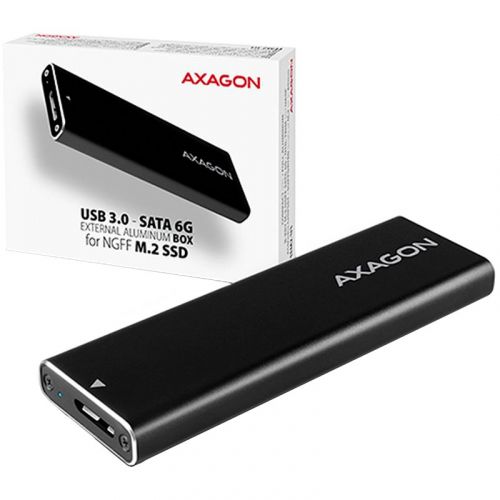 голяма снимка на AXAGON EEM2-U3 USB3.0 M.2 SSD SATA 80mm SSD ALU body