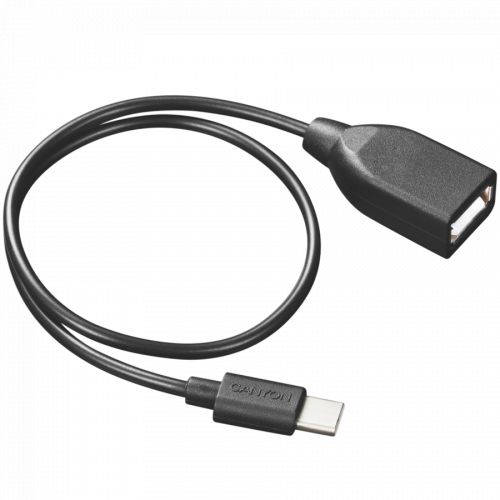 голяма снимка на CANYON OTG USB2.0 A-F to Type C-M cable 0.3M Black