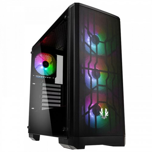 голяма снимка на BitFenix Nova Mesh Mid Tower Case ARGB Black Tempered Glass