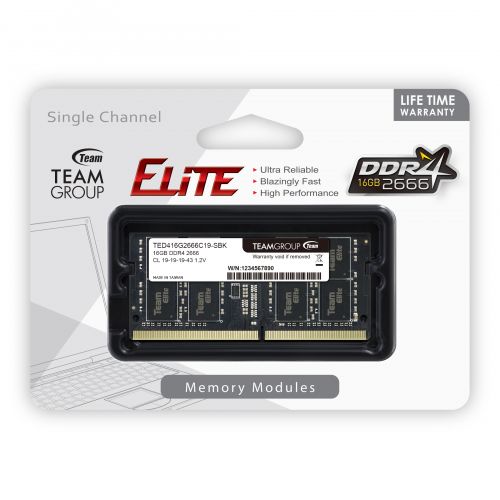 голяма снимка на 16G DDR4 2666 TEAM ELITE SODIM