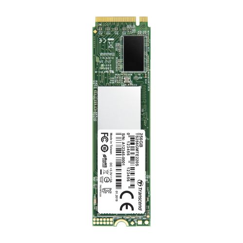 голяма снимка на Transcend SSD 256GB NVMe PCIe M.2 2280 3D NAND TLC TS256GMTE220S 