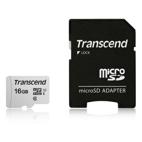 голяма снимка на Transcend 16GB UHS-I U1 microSDHC I Class10 Adapter TS16GUSD300S-A