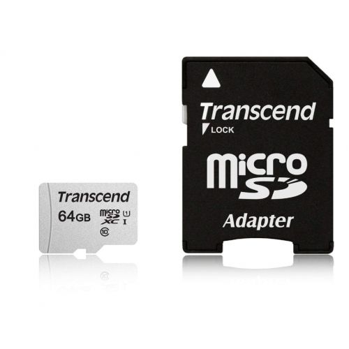 голяма снимка на Transcend 64GB UHS-I U1 microSDXC I Class10 Adapter TS64GUSD300S-A
