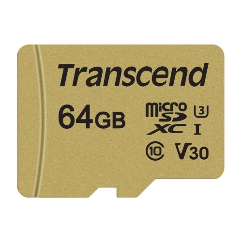 голяма снимка на Transcend 64GB microSDXC I Class 10 U3 V30 MLC Adapter TS64GUSD500S