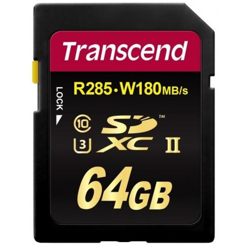 голяма снимка на Transcend 64GB SD Card SDXC/SDHC UHS-II C10 U3 V90 285MBs 180MBs TS64GSDC700S 