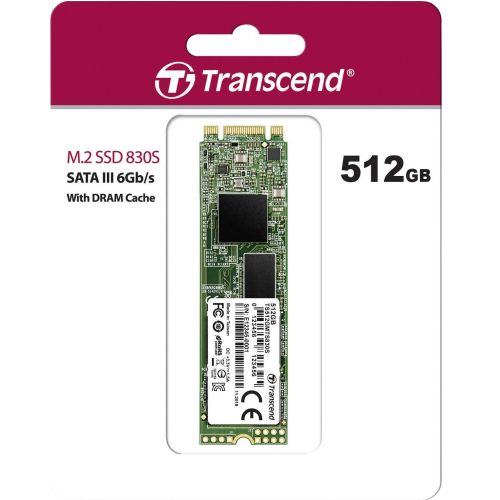 голяма снимка на Transcend 512GB M.2 2280 SSD SATA3 B+M Key TLC TS512GMTS830S