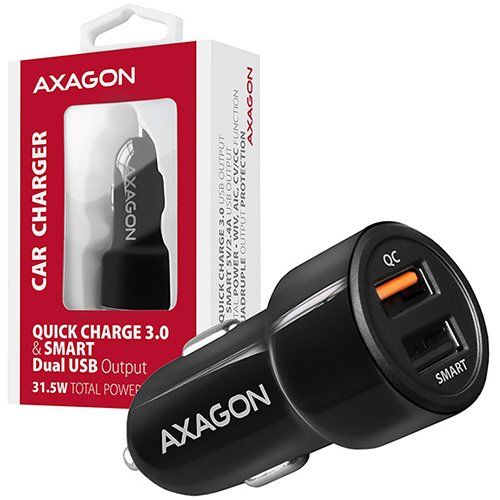 голяма снимка на AXAGON PWC-QC5 car charger Smart 5V 24A QC3.0 30W black