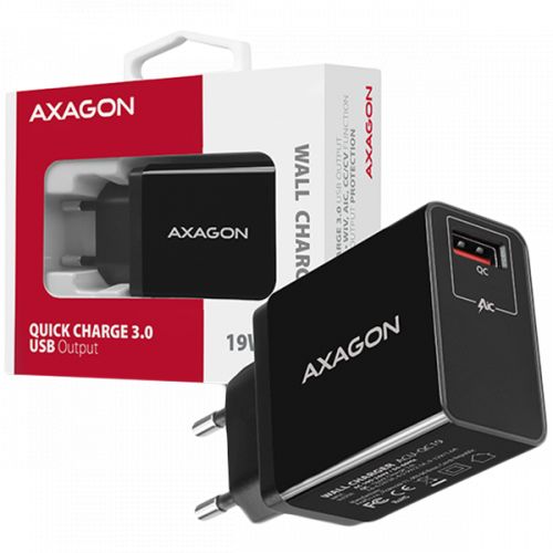 голяма снимка на AXAGON ACU-QC19 wall charger 1x QC3.0 AFC FCP SMART 19W black