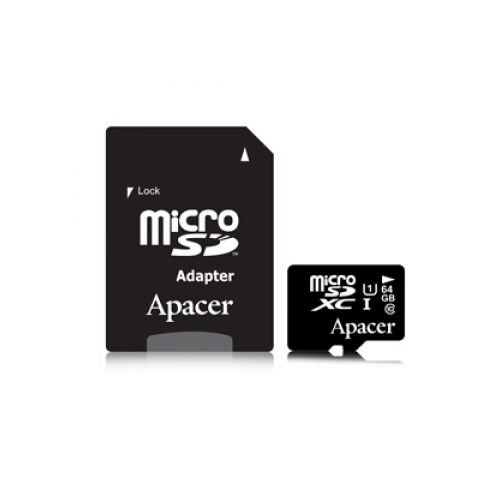 голяма снимка на Apacer 64GB Micro SD XC UHS-I Class 10 adapter AP64GMCSX10U1-R