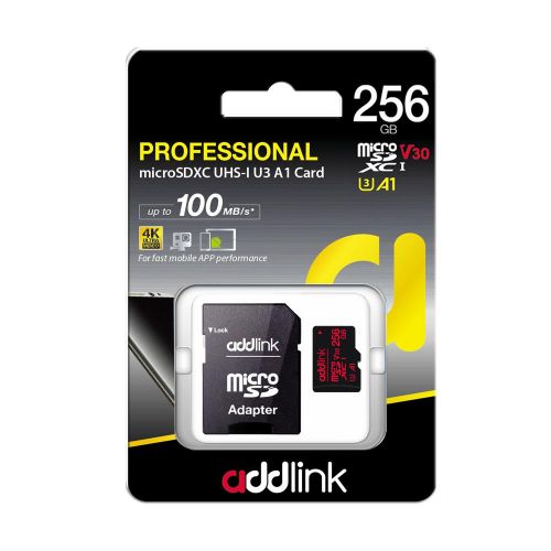 голяма снимка на Addlink microSDXC 256GB Professional Adapter ad256GBMSXU3A