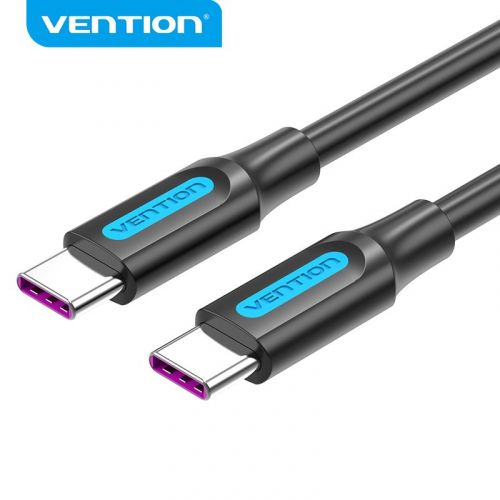 голяма снимка на Vention USB 2.0 Type-C to Type-C 1.5M Black 5A Fast Charge COTBG