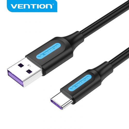 голяма снимка на Vention USB 3.1 Type-C  USB 2.0 AM 1.5M Black 5A Charging CORBG