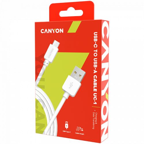 голяма снимка на CANYON Type C USB Standard cable 1M White CNE-USBC1W