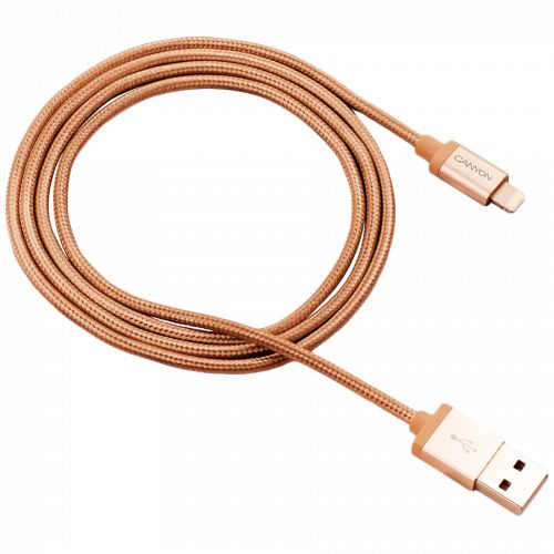 голяма снимка на CANYON Charge Sync MFI cable USB to lightning 1m 0.28mm Golden CNS-MFIC3GO