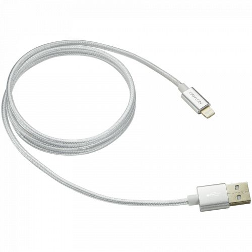 голяма снимка на Lightning USB Cable for Apple braided metallic shell 1M Pearl-white CNE-CFI3PW
