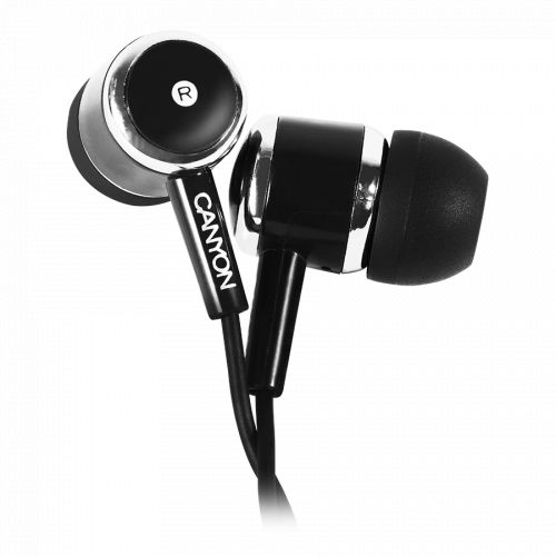 голяма снимка на CANYON Stereo earphones with microphone Black CNE-CEPM01B