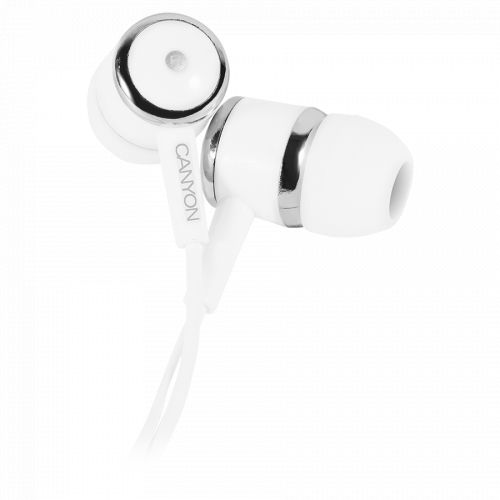 голяма снимка на CANYON Stereo earphones with microphone White CNE-CEPM01W