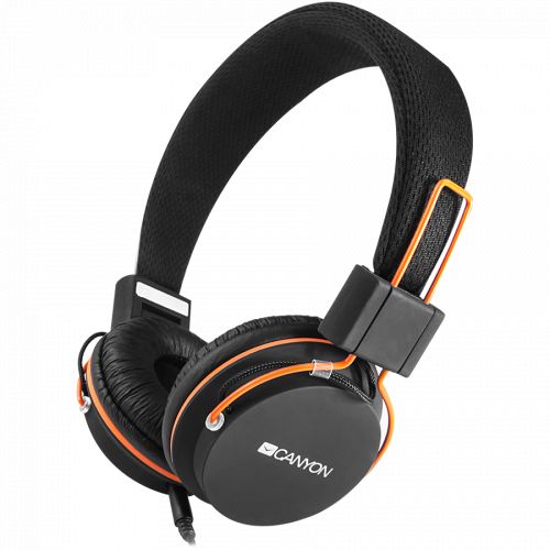 голяма снимка на CANYON headphones detachable cable with microphone foldable black CNE-CHP2