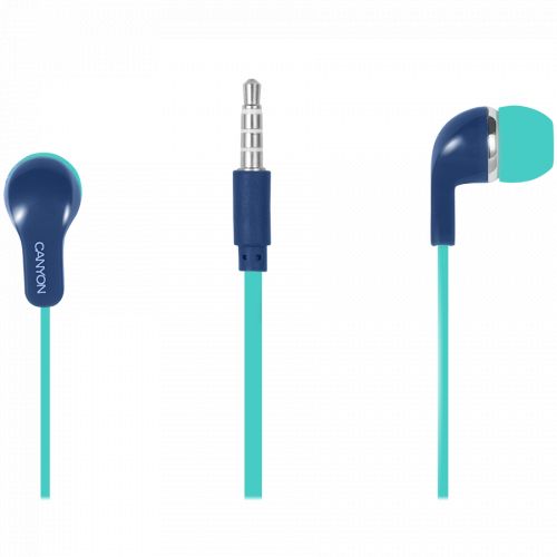 голяма снимка на CANYON Stereo Earphones with inline microphone Green+Blue CNS-CEPM02GBL