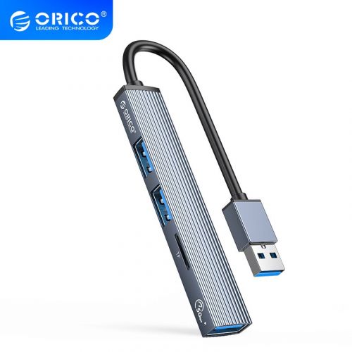 голяма снимка на Orico USB3.0 2.0 HUB 3 port + card reader Aluminum AH-A12F-GY