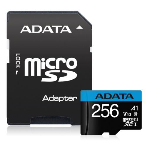 голяма снимка на Adata 256GB MicroSDXC UHS-I CLASS10 A1 AUSDX256GUICL10A1-RA1
