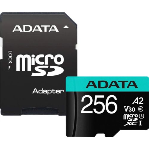 голяма снимка на Adata 256GB MicroSDXC UHS-I U3 V30S A2 AUSDX256GUI3V30SA2-RA1