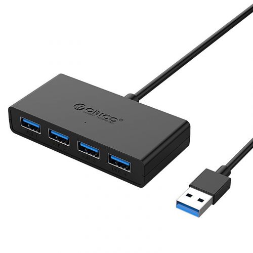 голяма снимка на Orico USB3.0 HUB 4 port 1.0m black G11-H4-U3-10-BK