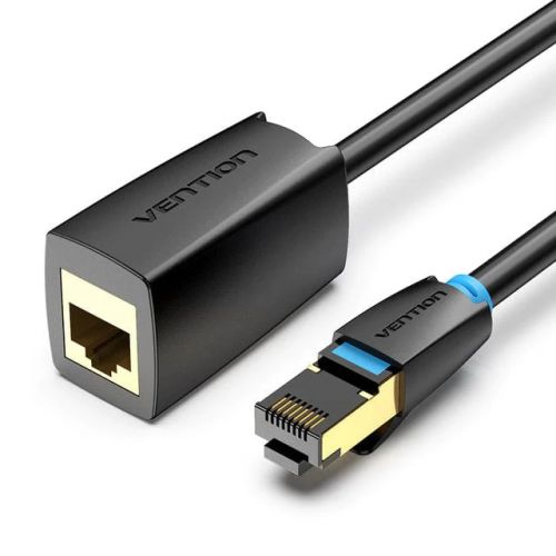 голяма снимка на Vention Cat.8 SSTP Extension Patch Cable 0.5M Black 40Gbps IKHBD