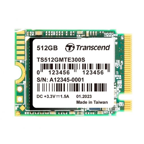 голяма снимка на Transcend 512GB M.2 2230 PCIe Gen3x4 NVMe 3D TLC TS512GMTE300S