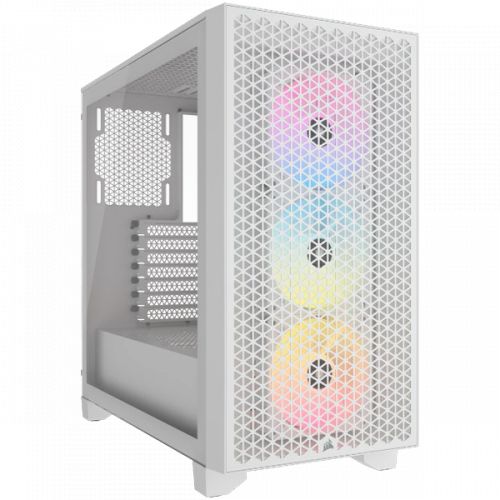 голяма снимка на Corsair 3000D RGB Tempered Glass Mid-Tower White CC-9011256-WW