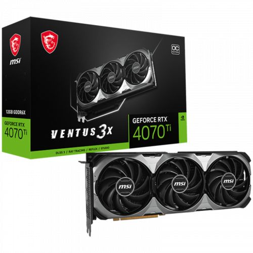 голяма снимка на MSI RTX 4070 Ti VENTUS 3X E1 OC 12GB GDDR6X
