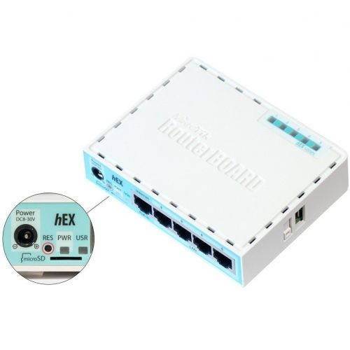 голяма снимка на MikroTik HEX RB750GR3 5x (10/100/1000) Ethernet ports 256MB RAM 880MHz PoE