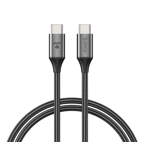 голяма снимка на Orico Cable USB C-to-C PD 100W Charging 1.0m Black CDX-100CC-BK