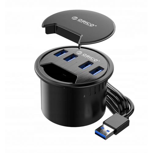 голяма снимка на Orico Desktop grommet USB 3.0 HUB 4 port DESK-4U-BK-BP